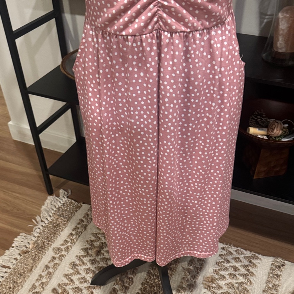 Stylish Pink Polka Dot Dress and Yellow Jumper - Picture 5 of 10